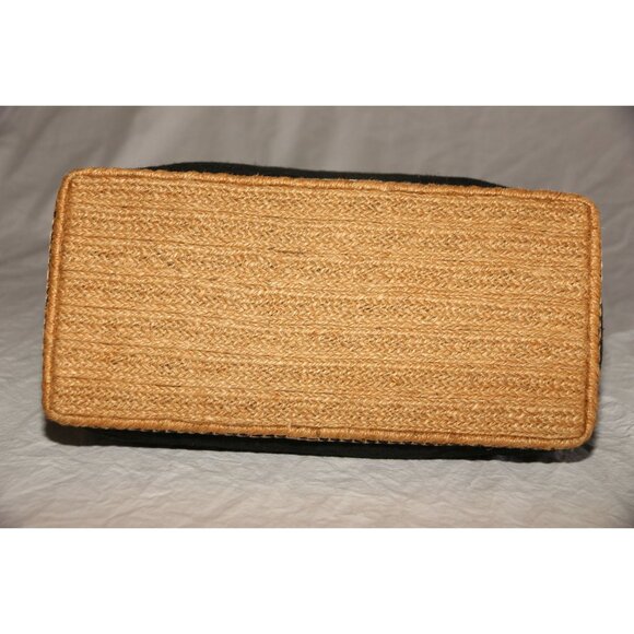 Vintage Earthly Treasures Black Cotton Tote Shoulder Bag Hemp Base - Picture 5 of 6